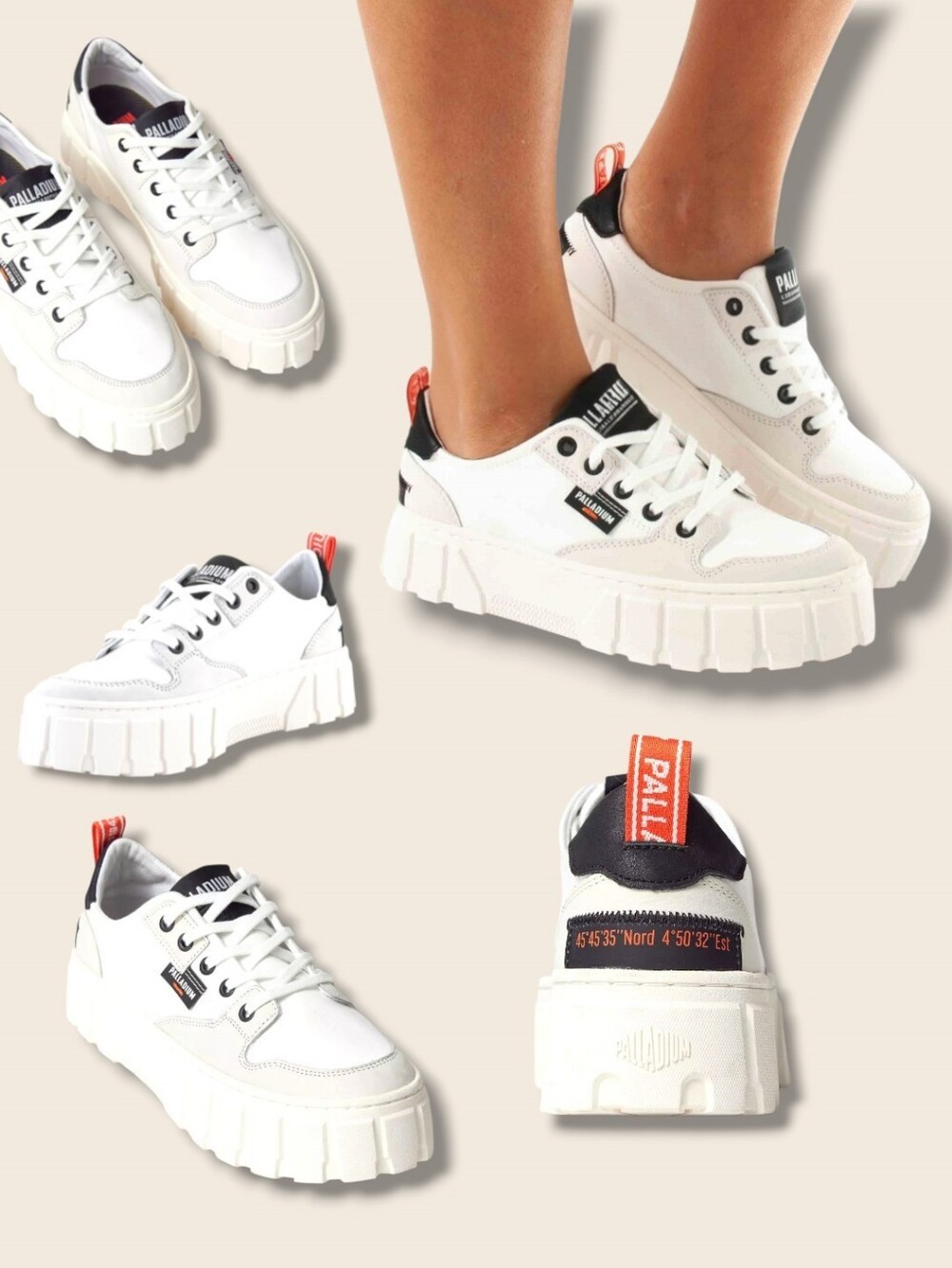 Palladium Women's Pallatower Low Platform Sneakers In White & Black